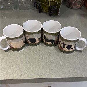 Warren Kimble Farm Animal Print Mugs Set - 2000 by Sakura NY